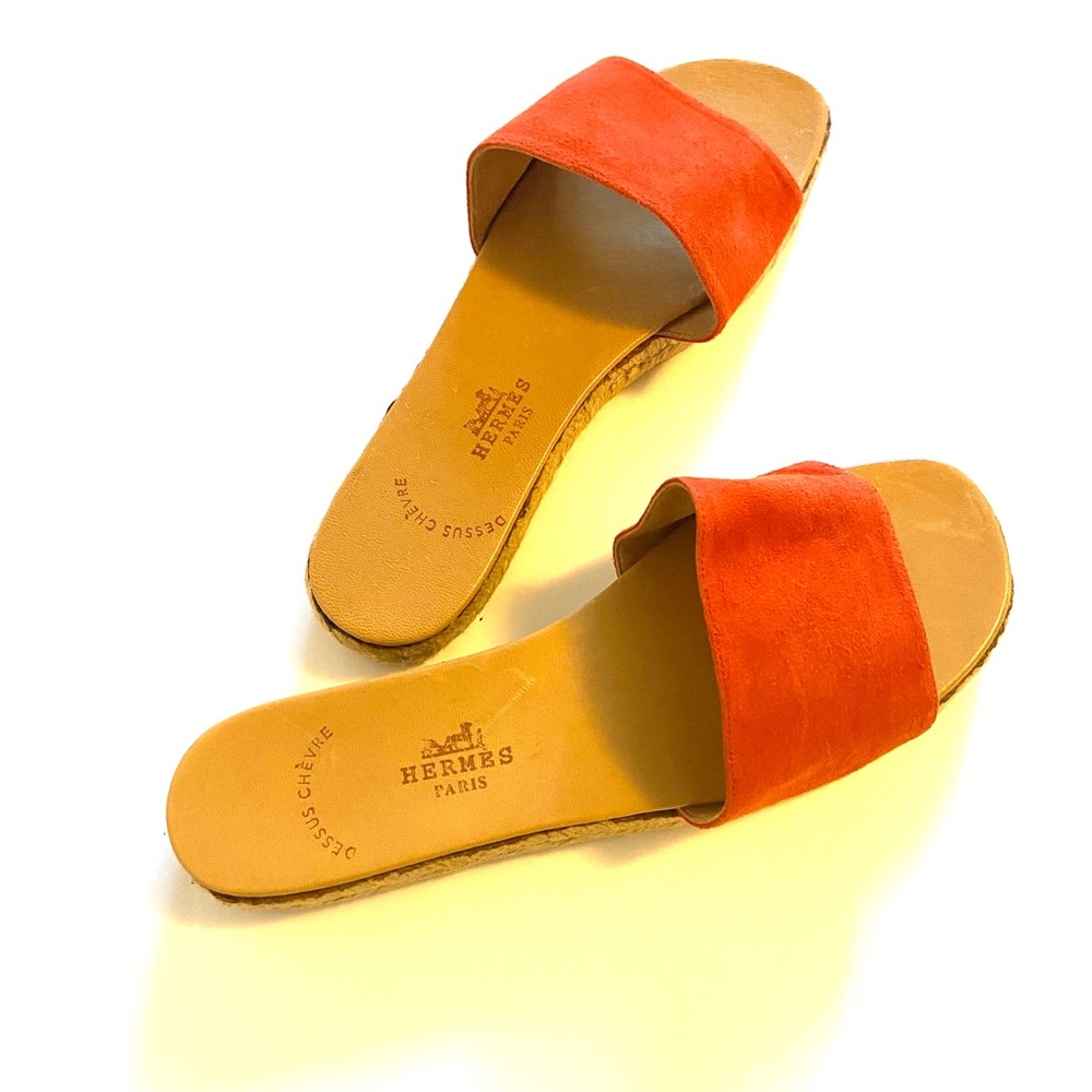 ❌❌SOLD❌❌Hermès | Red Espadrille Slide Sandal